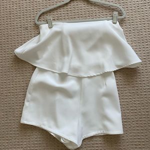 White strapless romper